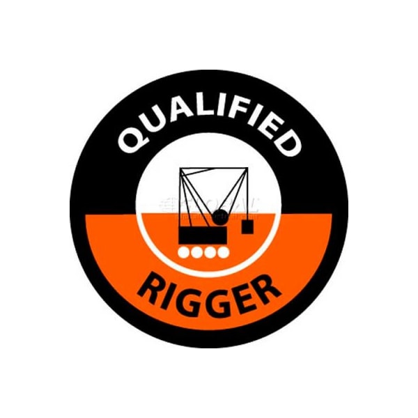 National Marker Co NMC Hard Hat Emblem, Qualified Rigger, 2in Dia., White/Orange/Black HH117 Zoro